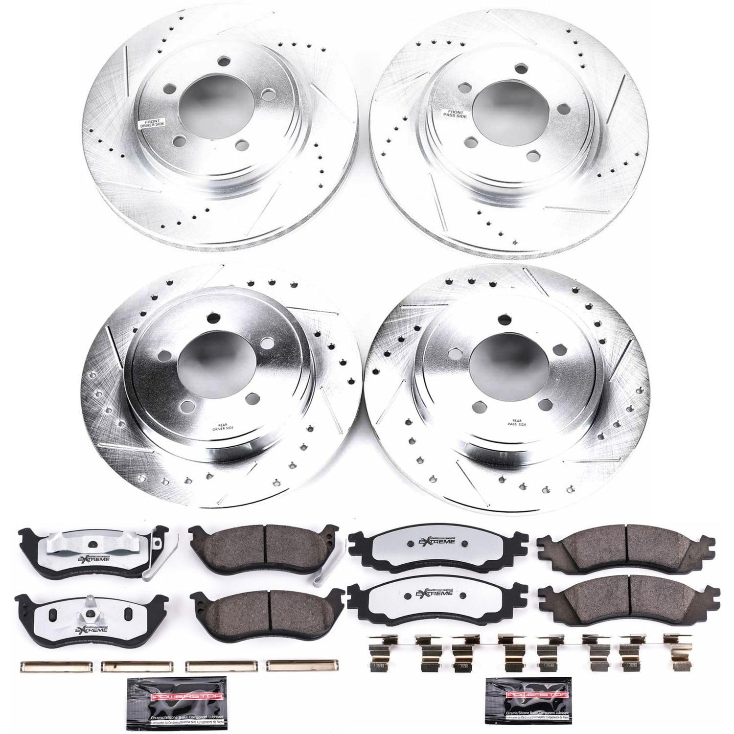 Power Stop Brake Kit Front and Rear For 2006 2007 2008 2009 2010 Ford Explorer - Truck & Tow Carbon Fiber Ceramic Pads & Drilled and Slotted Rotors Replacement, K1443-36