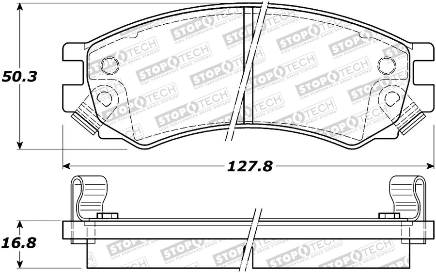 Front StopTech 308.05070 Brake Pads with Shims and Hardware Street