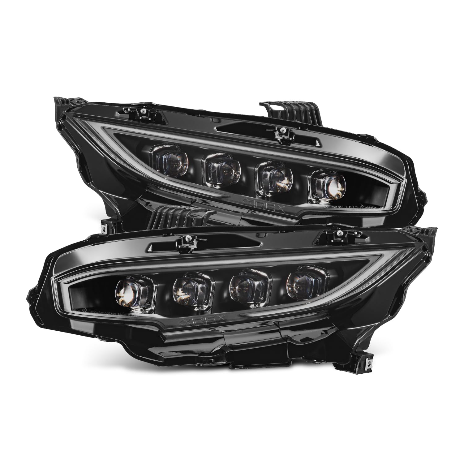 LED Projector Headlights AlphaRex for 16-21 Civic/ 17-21 Civic Type-R FK8 NOVA-Series Black