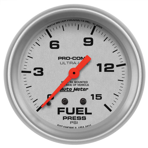 Auto Meter Ultra-Lite 4411 Mechanical Fuel Pressure Gauge, 2-5/8" (66.7mm)