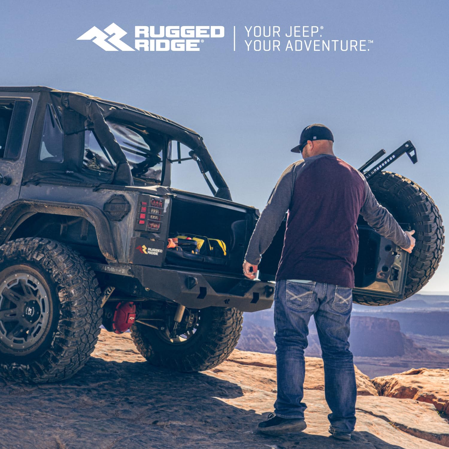 Rear Rugged Ridge XOR Bumper | Mid-Width w/Swing Out Tire Carrier, Steel, Satin Black | 11541.25 | Fits 2007-2018 Jeep Wrangler JK/JKU