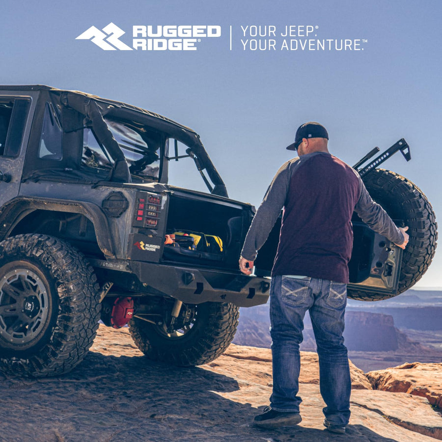 Rear Rugged Ridge XOR Bumper for Jeep Wrangler JL | Mid-Width, Steel, Black | 11541.22 | Fits 2018-2025 Jeep Wrangler JL