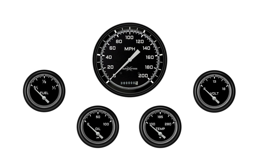 AX254GBLF Classic Instruments Autocross Gray Short Sweep 5 Gauge Set - GM