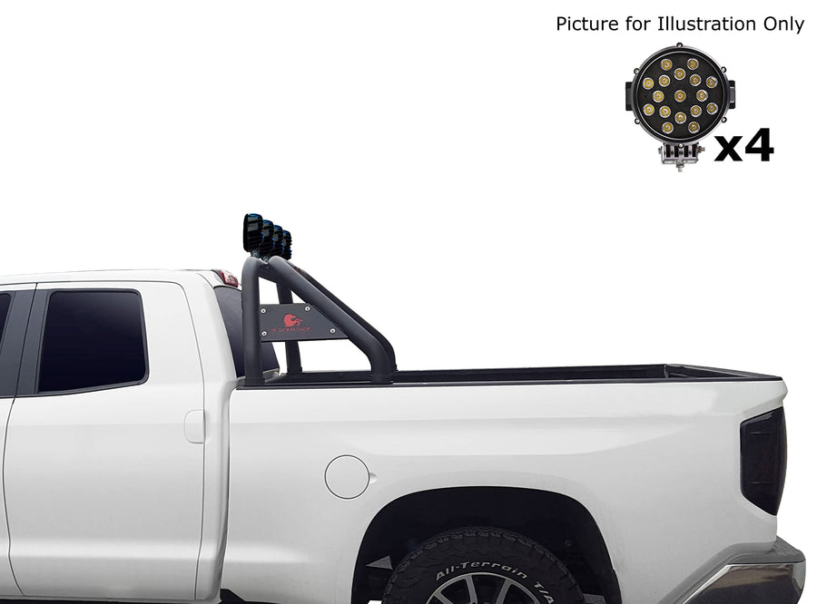 Classic Black Horse Roll Bar incl. Pair of 7.0" Dia. LED Lights w/Black Trim Rings Compatible with 2005-2021 Nissan Frontier-RB-NIFRB-PLB