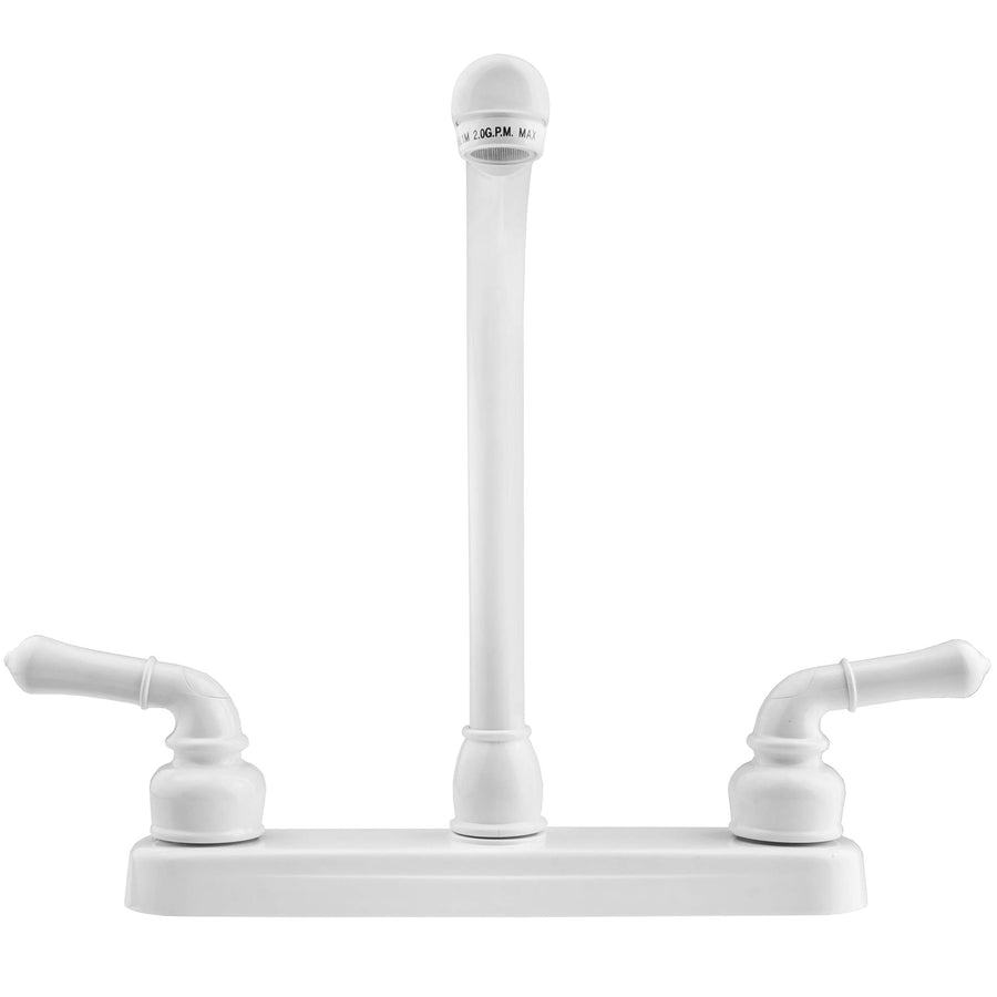 Dura Faucet Hi-Rise DF-PK210C-WT Kitchen Sink Faucet with Classical Levers (White)