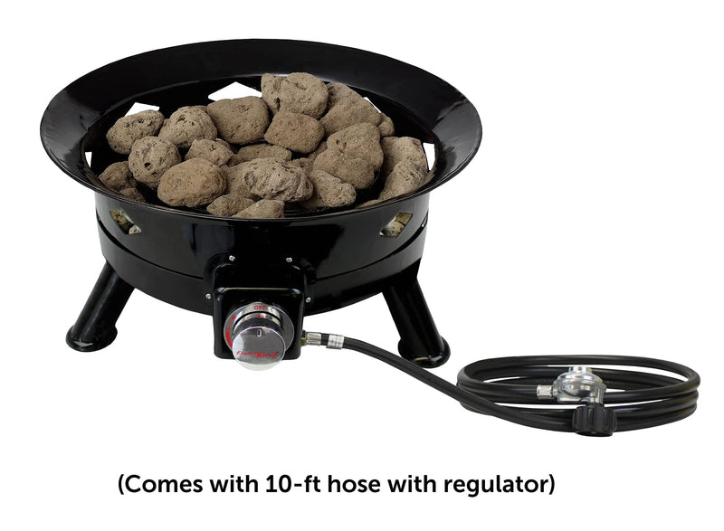 Flame King Propane Smokeless Fire Pit, 24-inch Portable Firebowl, 58K BTU with Self Igniter, Cover, & Carry Straps for RV, Camping, & Outdoor Living