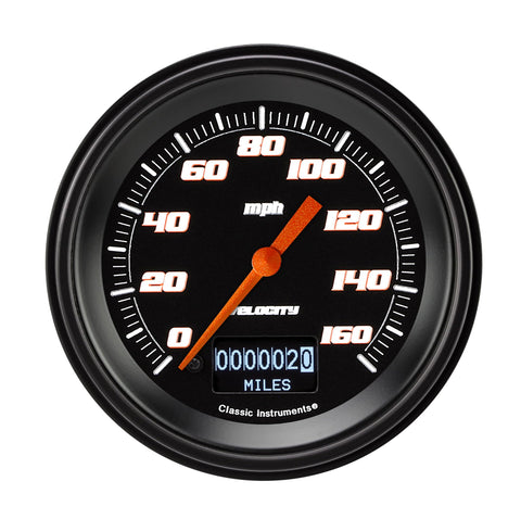Velocity Black Classic Instruments VS55DBBLF 3 3/8" Speedometer W/Display