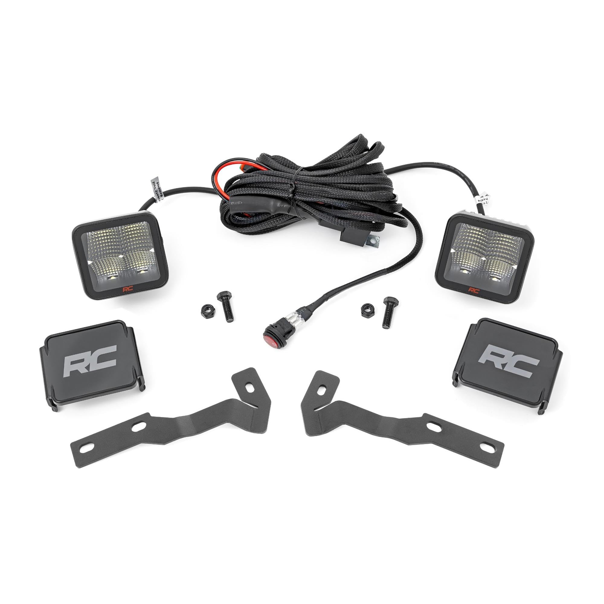 Rough Country Dual 2" LED Ditch Light Kit for Tacoma Toyota (2016-2023) - 2X LED Light Pods, Spot Beam