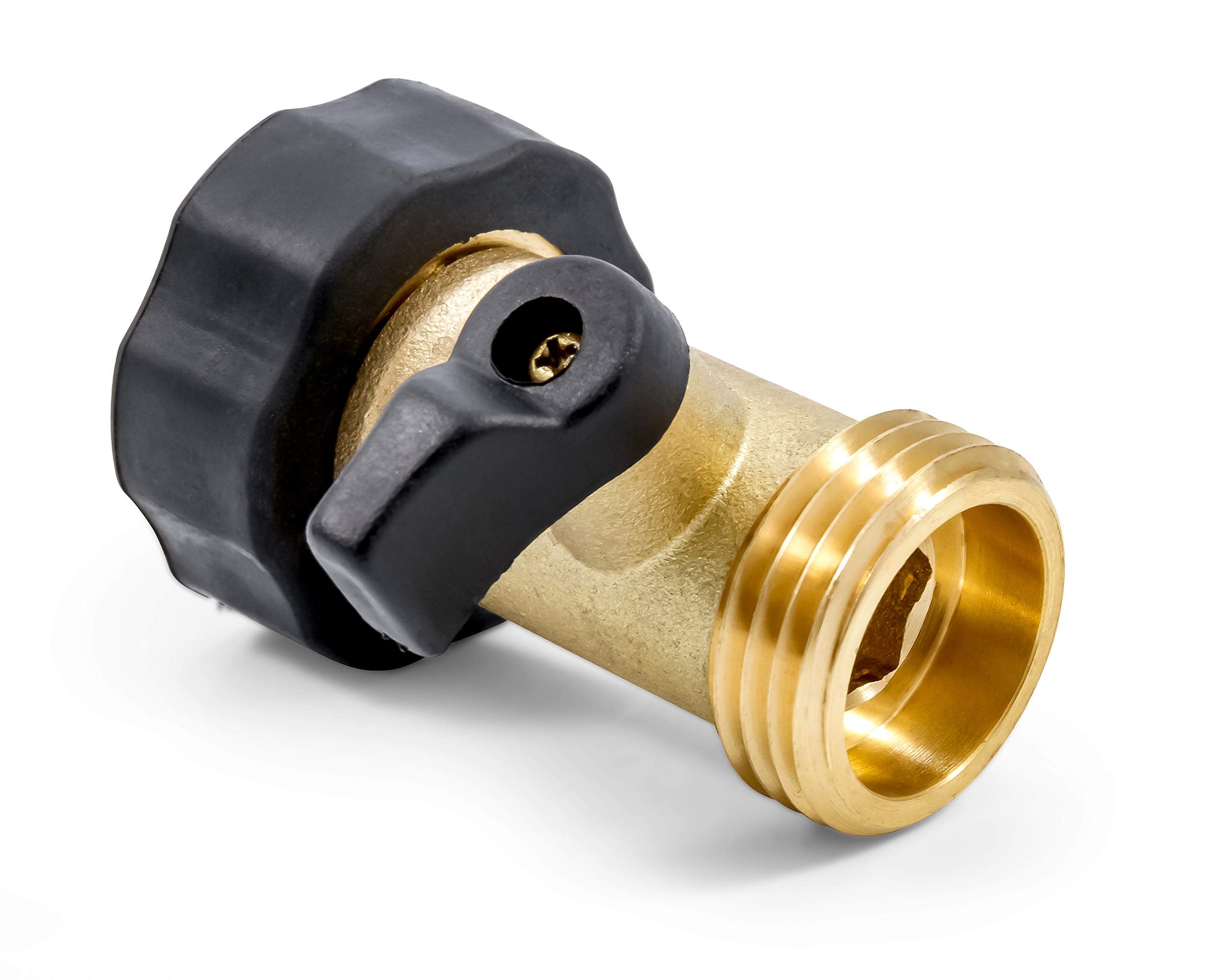 Brass Connector Camco 20222 Straight Stainless Steel Shutoff Valve and Easy Grip Handles-Easily Connects to Standard Water Hose (2022)