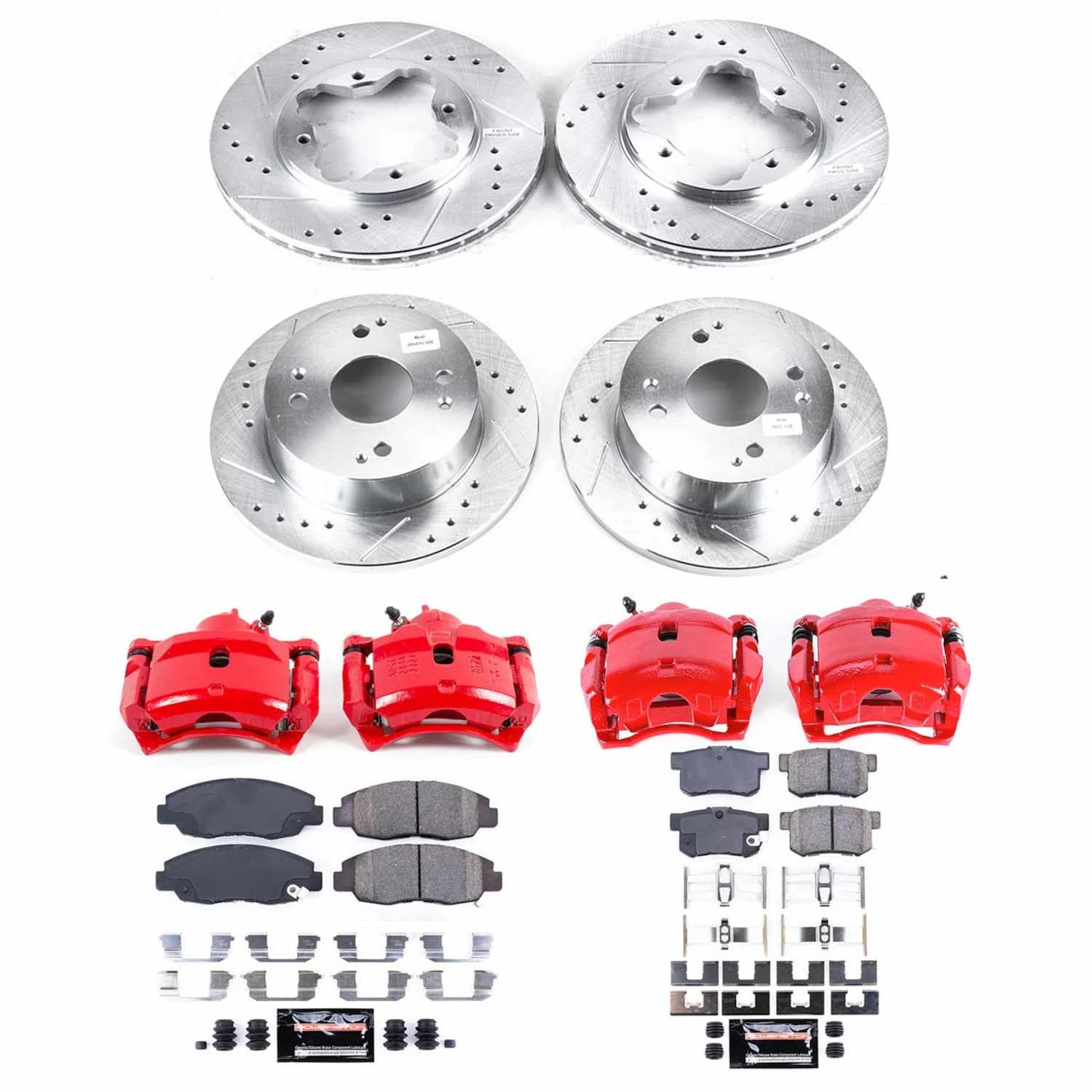 Power Stop Z23 Evolution Sport Brake Upgrade Kit Front and Rear with Powder Coated Calipers For Honda Accord 1991-1997 [Model Specific]