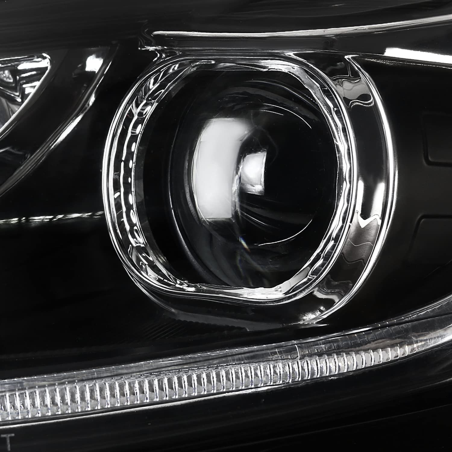 Black SPEC-D TUNING Projector Headlights w/LED Turn Signal Light Bar Compatible with 2012-2014 Ford Focus, Left + Right Pair Headlamps Assembly