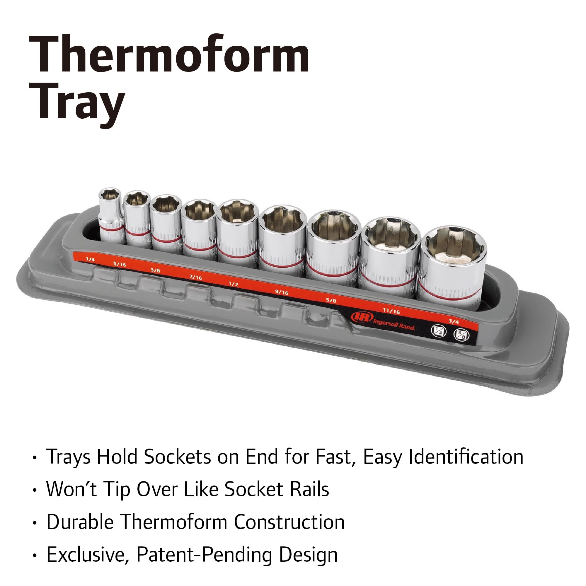 9 Pc. Ingersoll Rand Tech Solutions Non-Slip Socket Set - SAE- 752040