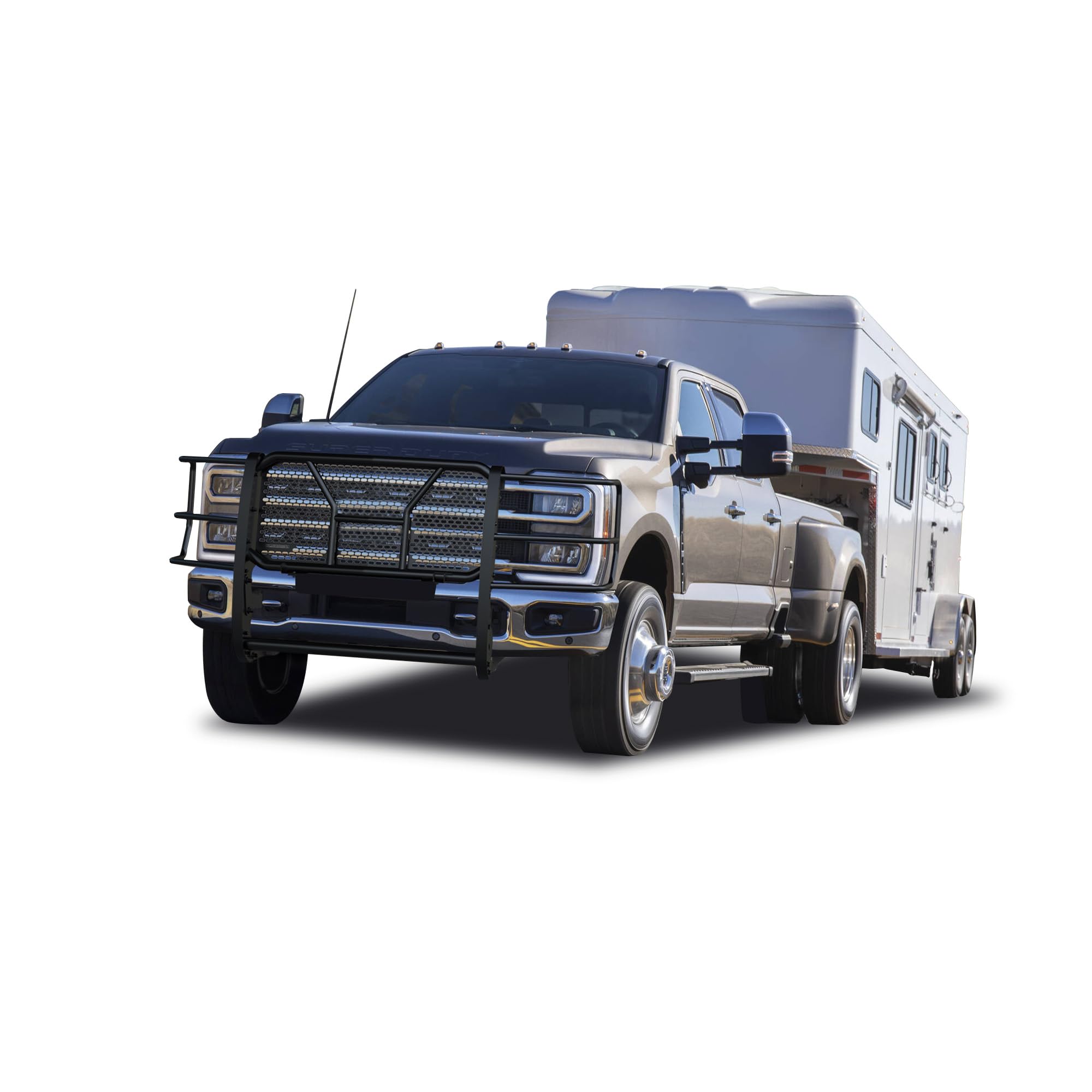 RUGGED Black Horse Heavy Duty Grille Brush Guard Modular Black Compatible with 2023-2025 Ford F-250 | 2023-2025 Ford F-350 |2023-2024 Ford F-450|2023-2024 Ford F-550 Super Duty- RU-FOF218-B
