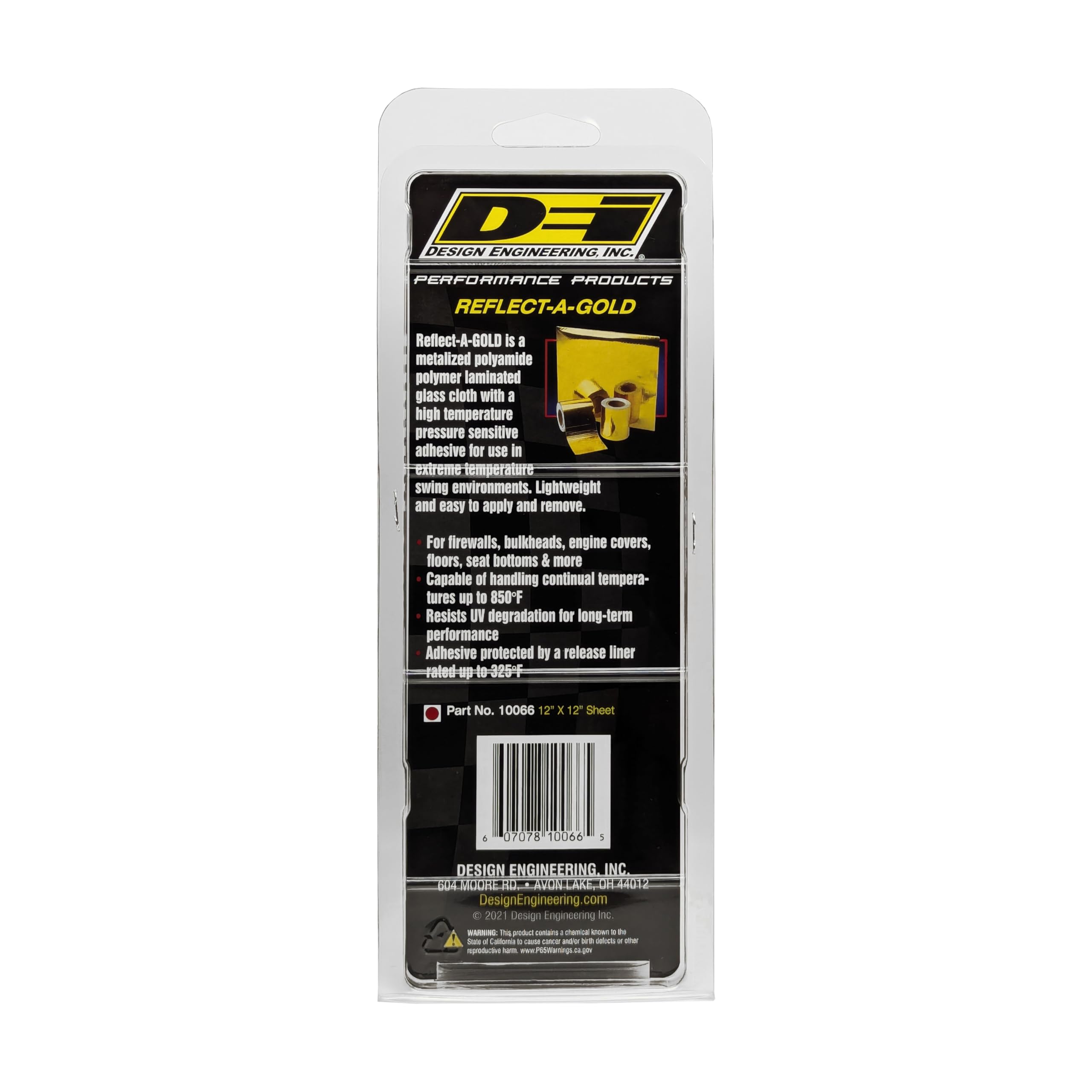 10066 Design Engineering Reflect-A-Gold 12" x 12" High-Temperature Heat Reflective Adhesive Backed Sheet