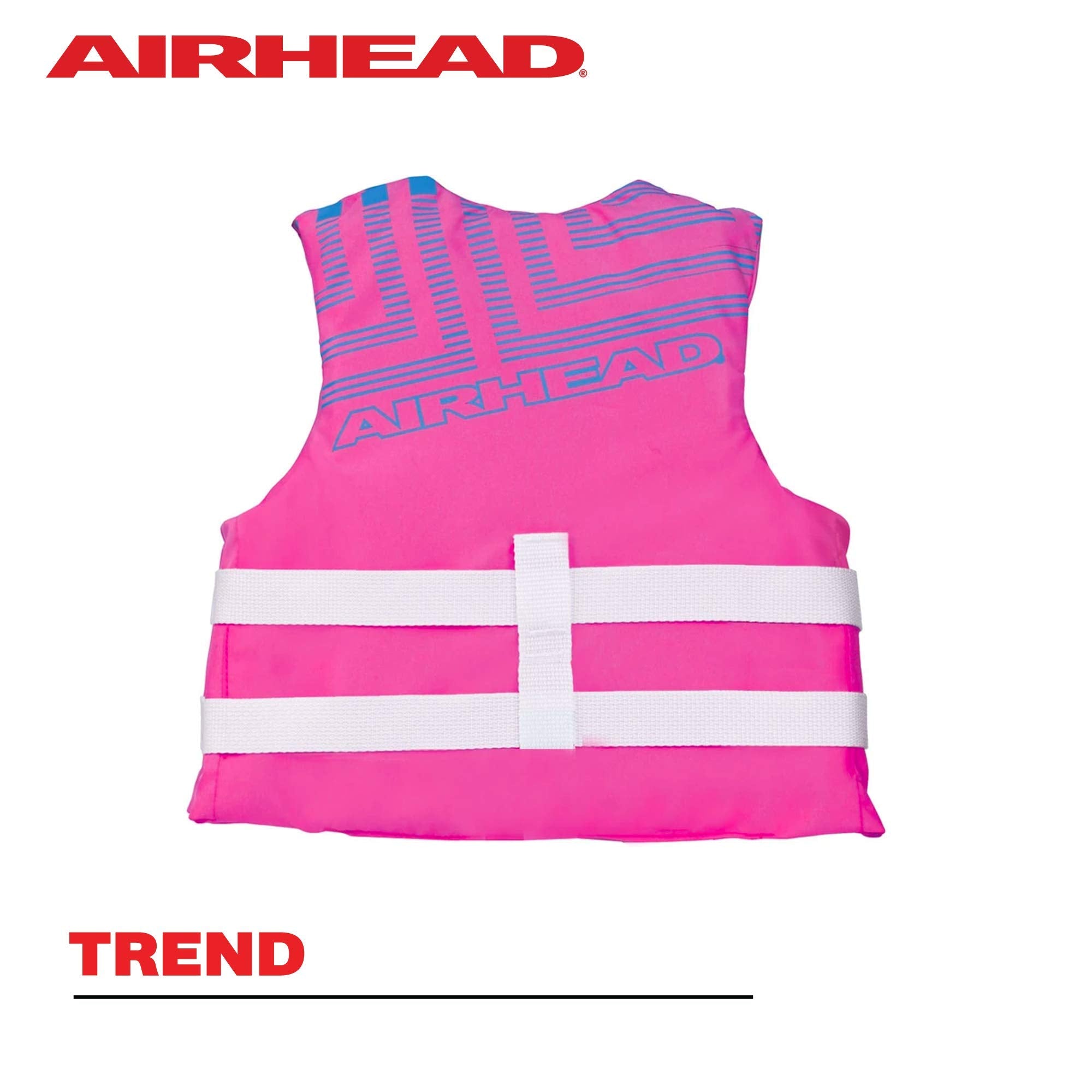 Youth Airhead Trend Life Jacket, Coast Guard Approved, Hot Pink/Sky Blue