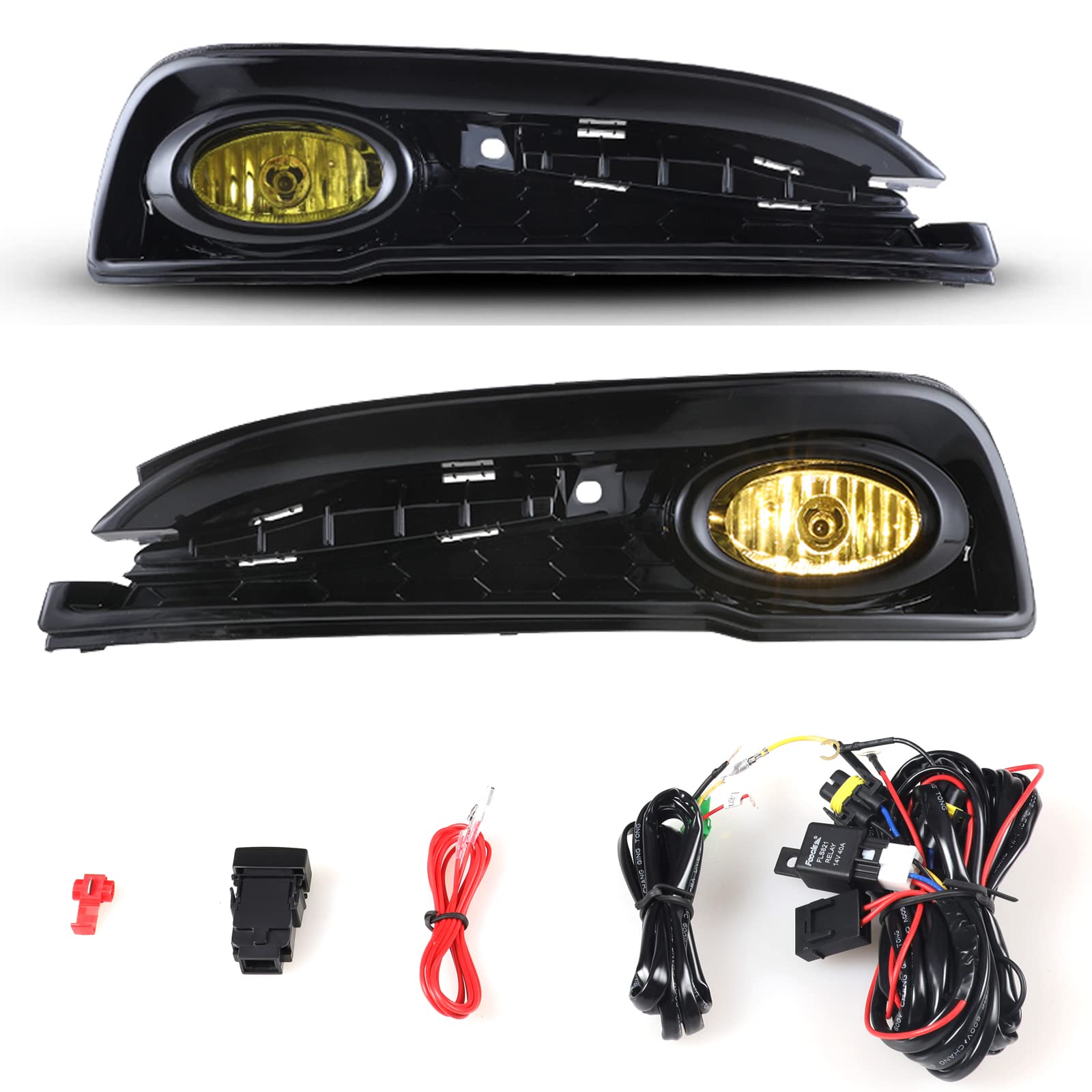 OEM Series Winjet for [2013 2014 2015 Honda Civic Sedan] Driving Fog Lights + Switch + Wiring Kit (Yellow)
