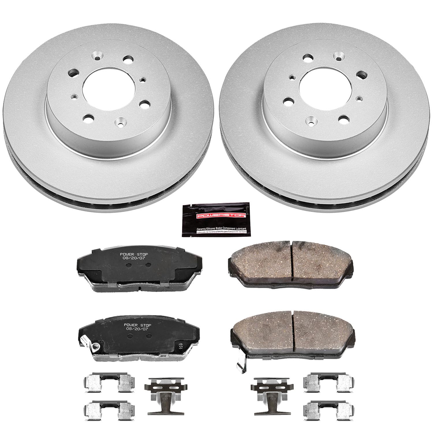 Power Stop CRK688 Brake Rotor Coated & Ceramic Brake Pads- front For Acura Integra 1990-1993, Honda Civic 1990-1993 [Model Specific]