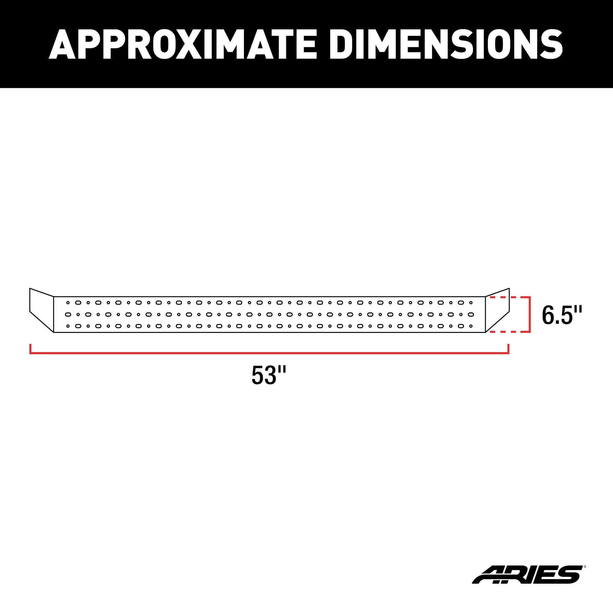 C2853 ARIES RidgeStep 6-1/2" x 53" Black Steel Running Boards (No Brackets)