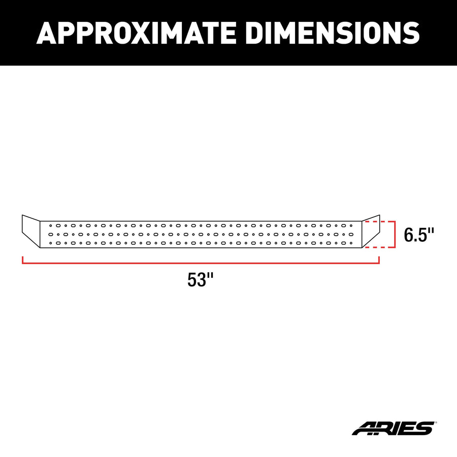 C2853 ARIES RidgeStep 6-1/2" x 53" Black Steel Running Boards (No Brackets)