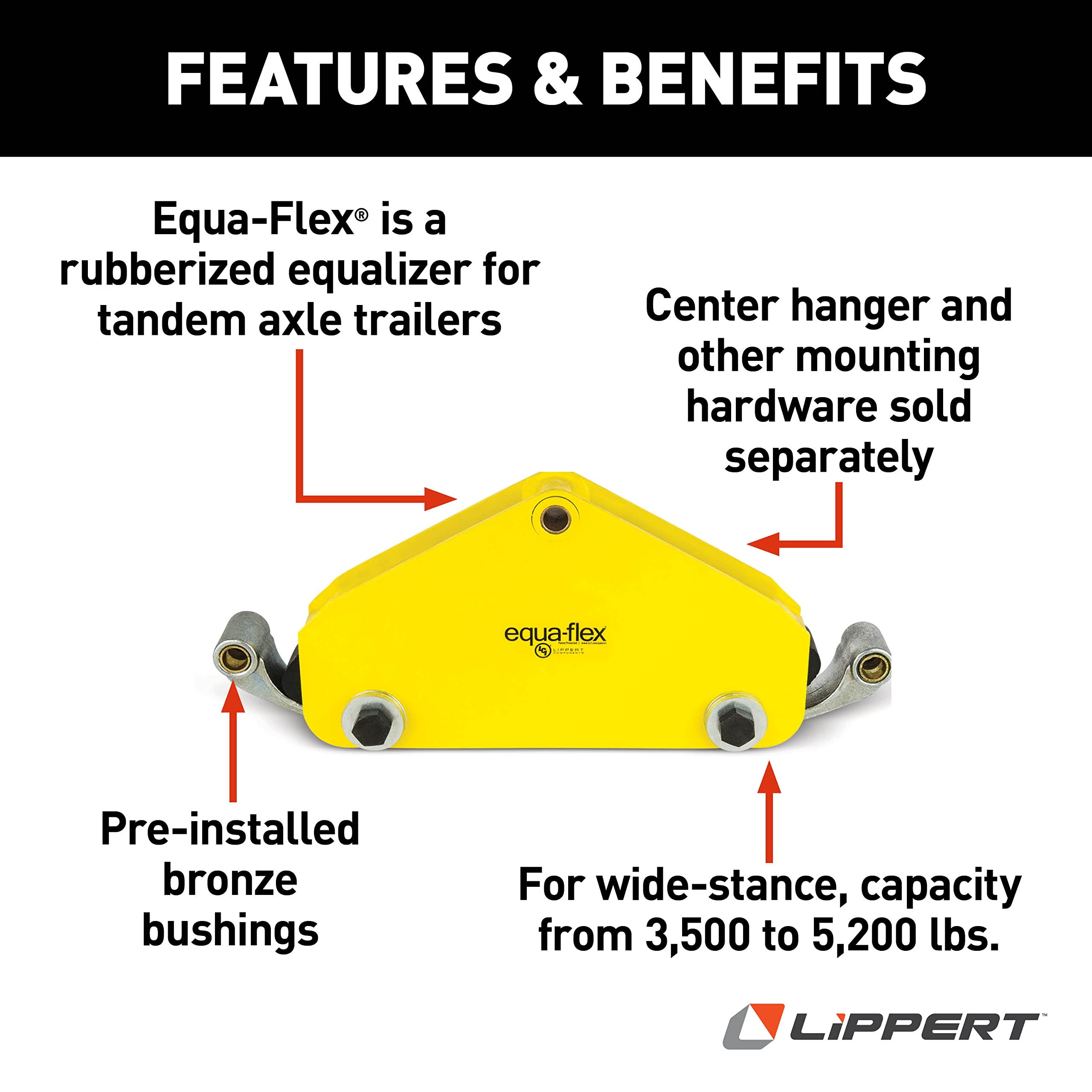 Lippert Equalizer Tandem Axle Kit for Rubberized Equa-Flex Double-Eye Leaf Springs and Wide-Stance 3,500 to 5,200-lb. Weight Capacity - 314336