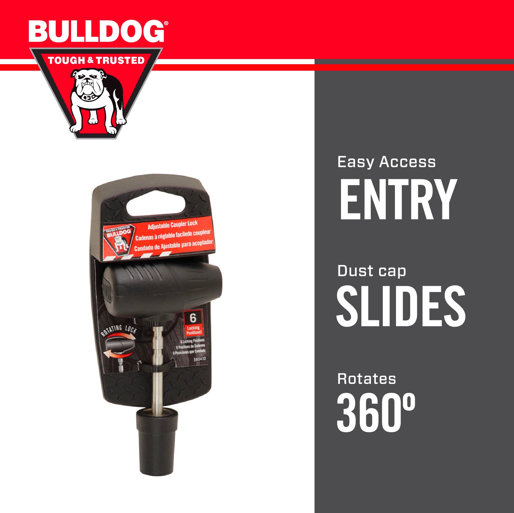 Easy Access Bulldog (580410) Adjustable Trailer Coupler Lock, Black