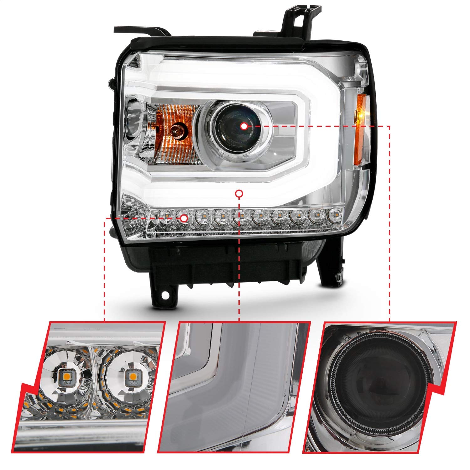 Projector Headlamps ANZO USA 111488 Fits GMC Sierra 1500