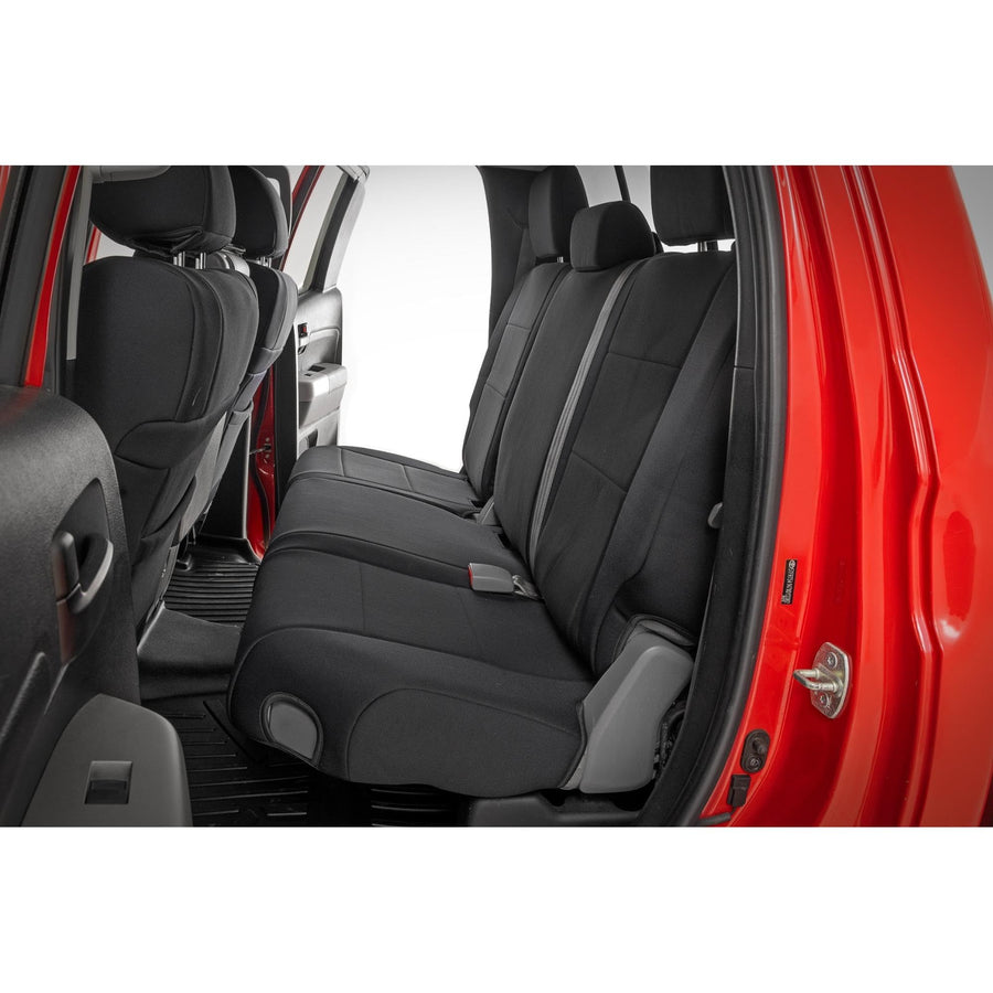 Rough Country Neoprene Seat Covers for Crew Cab Toyota Tundra (2007-2013) with Jumpseat - Waterproof & UV Resistant, Foam Padded, Front & Rear Seat Cover Set