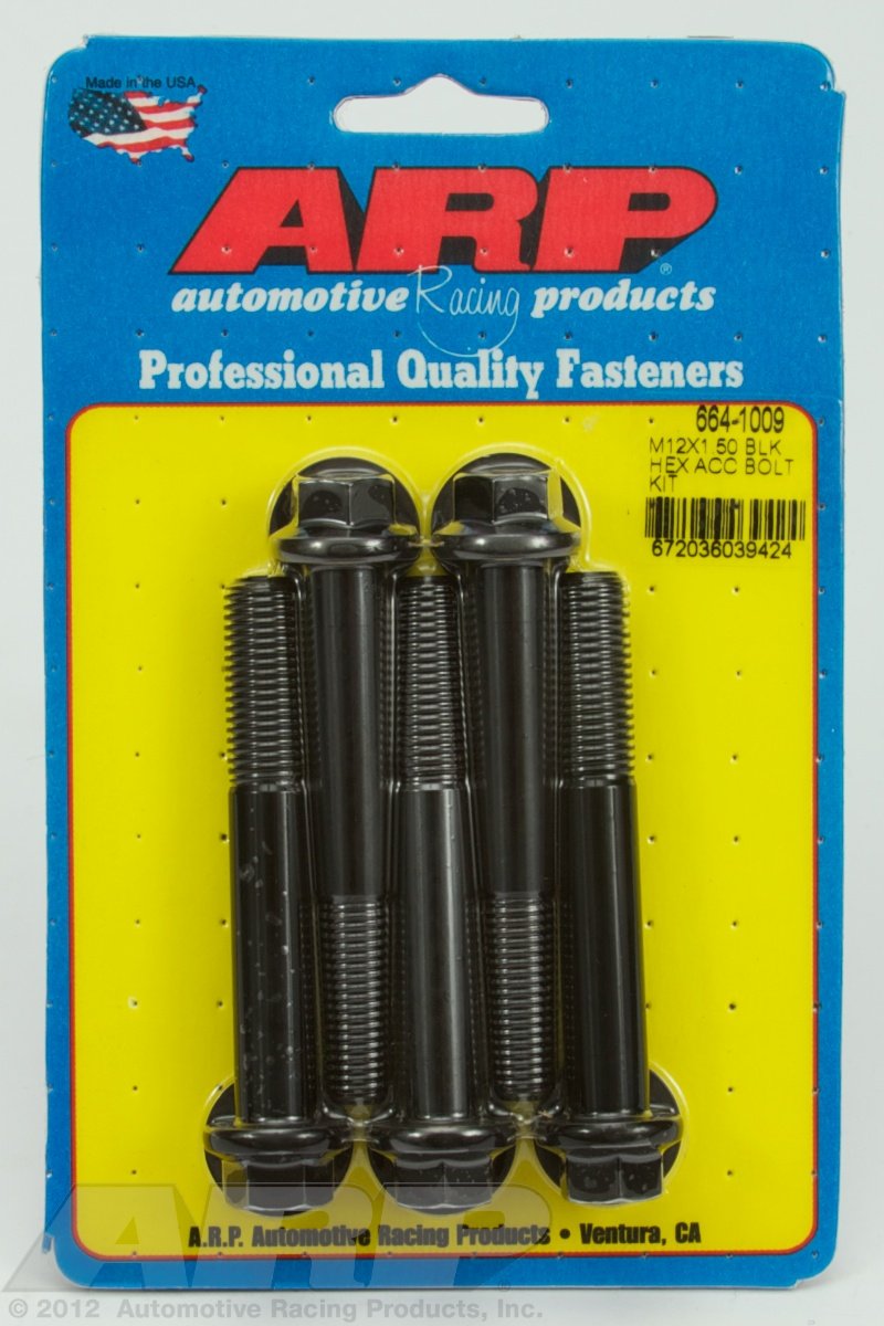 Black Oxide ARP M12 x 1.5 x 80 Hex Bolts (5/pkg)