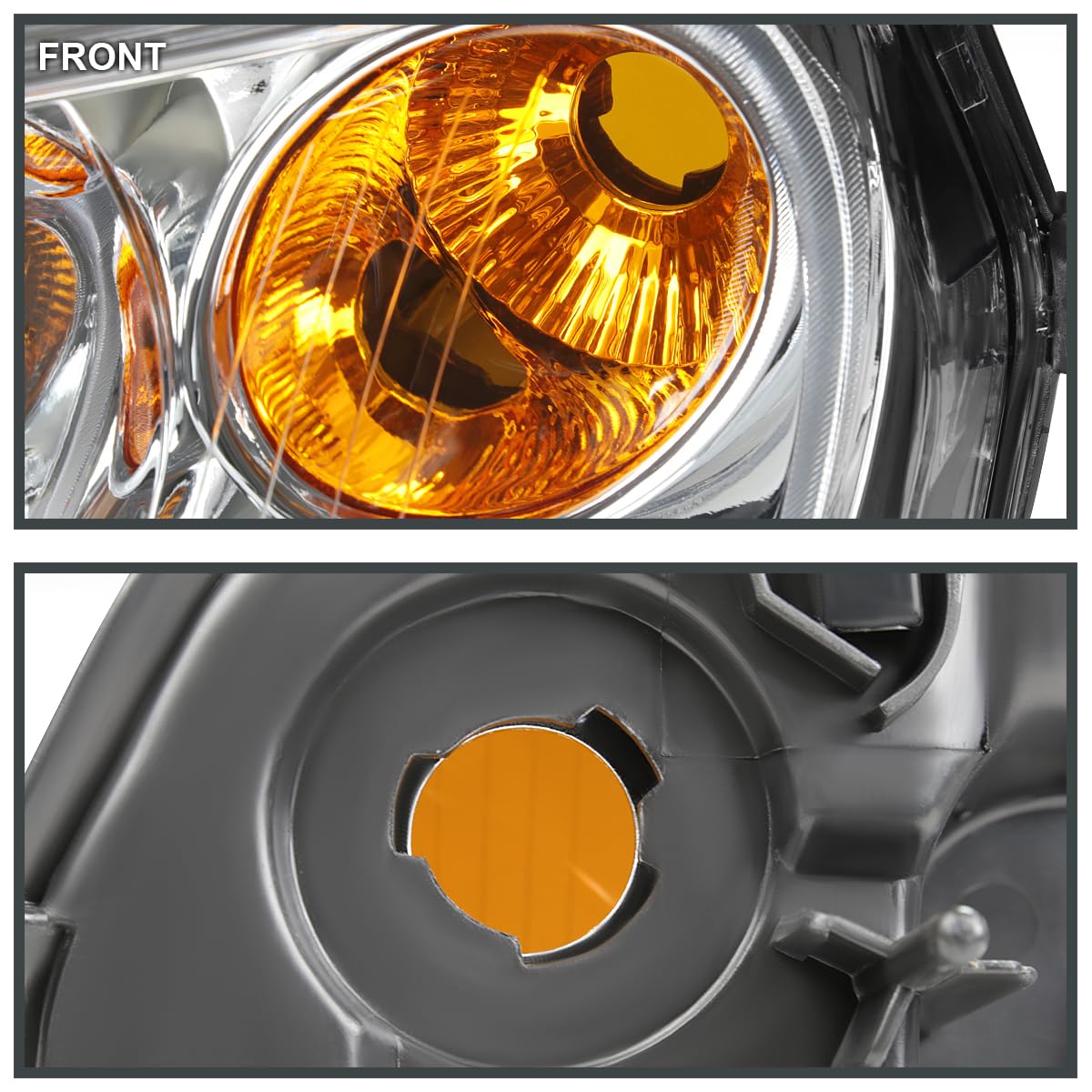Chrome Headlights SPEC-D TUNING Compatible with 2006-2011 Chevy HHR, Left + Right Pair Headlamp Assembly