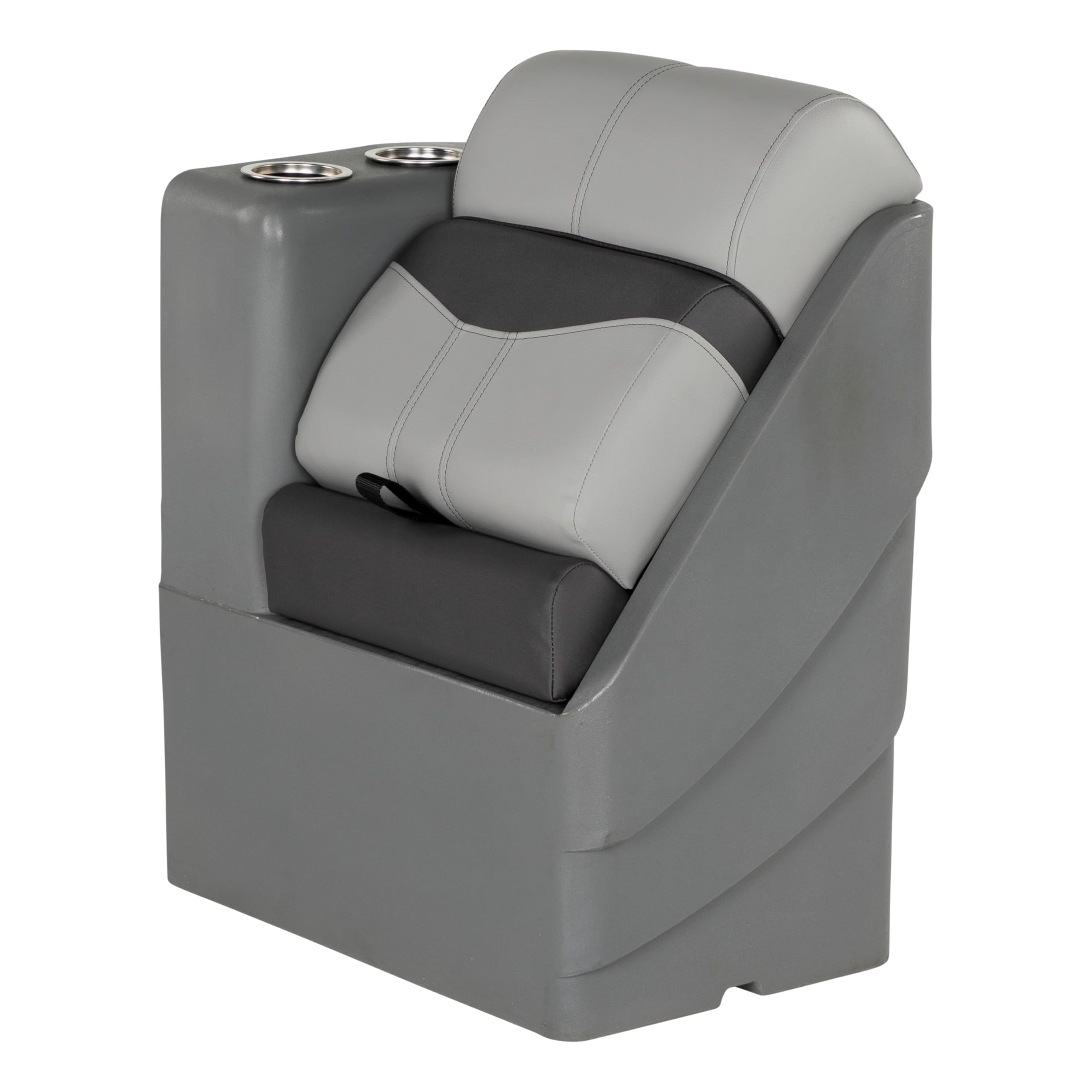 Lippert 17" Rockport Series Left Pontoon Chaise, Measures 17" L x 32.5" W x 26" H, Marine-Grade Vinyl, High-Density Foam, Easy Installation, Fits Most Pontoons, River Rock – 20221094034