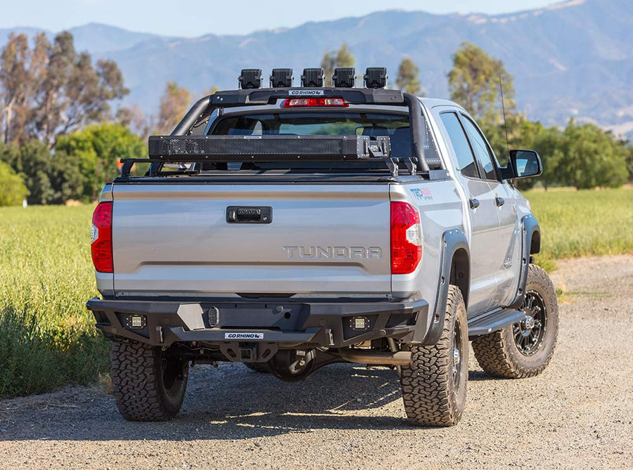 Go Rhino Rear Bumper BR20 | Mild Steel, Textured Black | 28178T | Fits 2014 - 2021 Toyota Tundra w/o Hitches ( Not Compatible w/ Blind Spot Monitor & Rear Cross-Traffic Alert or Toyota Safety Sense )