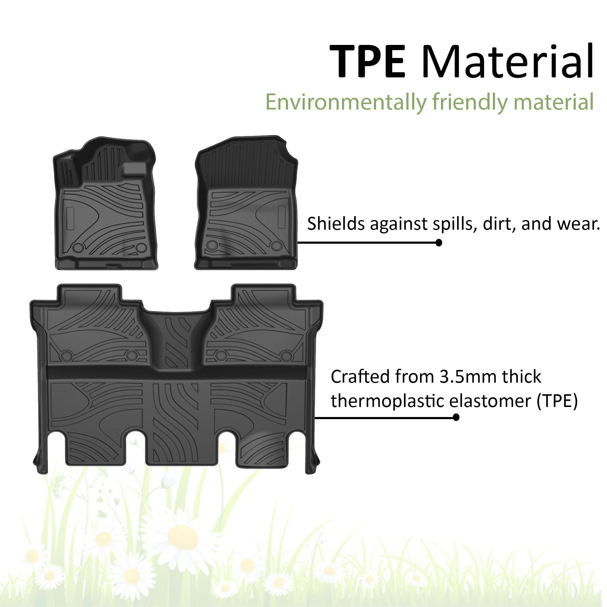 TOTALINER Black Horse Heavy Duty Floor Mat Anti-Skid Black 1.37'' Thickness Compatible with 2015-2020 Toyota Tundra Crew Cab-FMTTU15