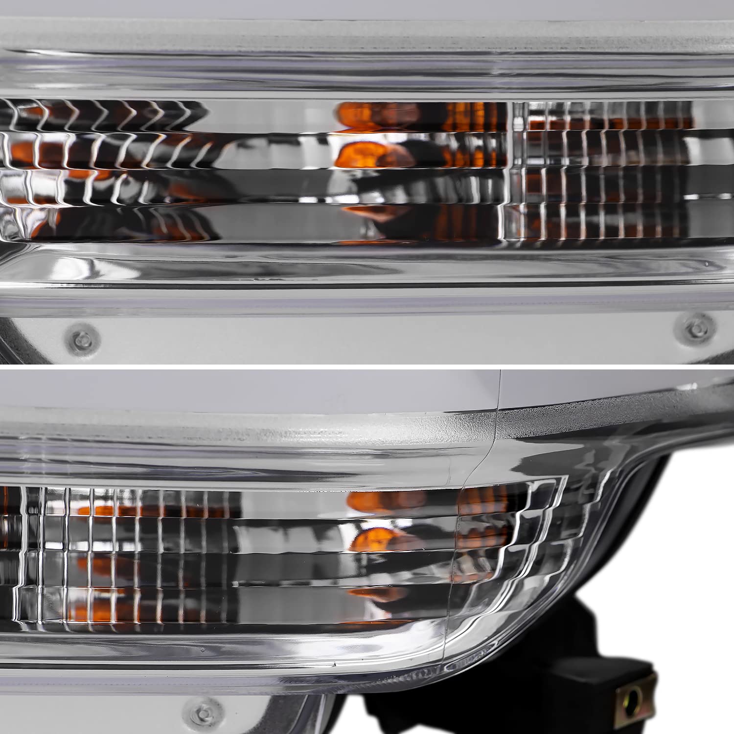 Chrome Projector Headlights w/LED Bar SPEC-D TUNING Compatible with 2019-2024 Dodge Ram 2500, 3500, 4500, Left + Right Pair Headlamps Assembly