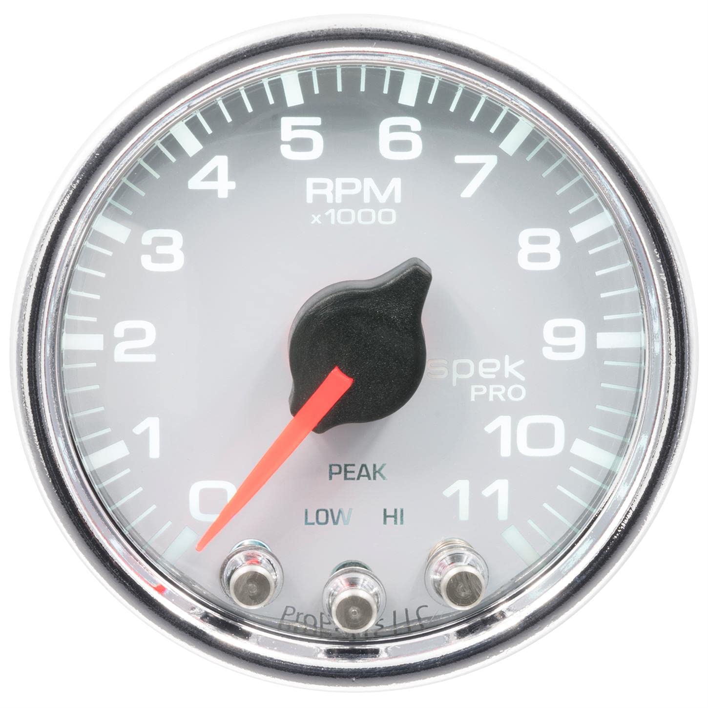 Gauge AUTO METER P33611 Tachometer (Spek-Pro Gauge, Tach, 2 1/16", 11K RPM,with Shift Light & Peak Mem, Wht/Chrm, Spek-Pro)