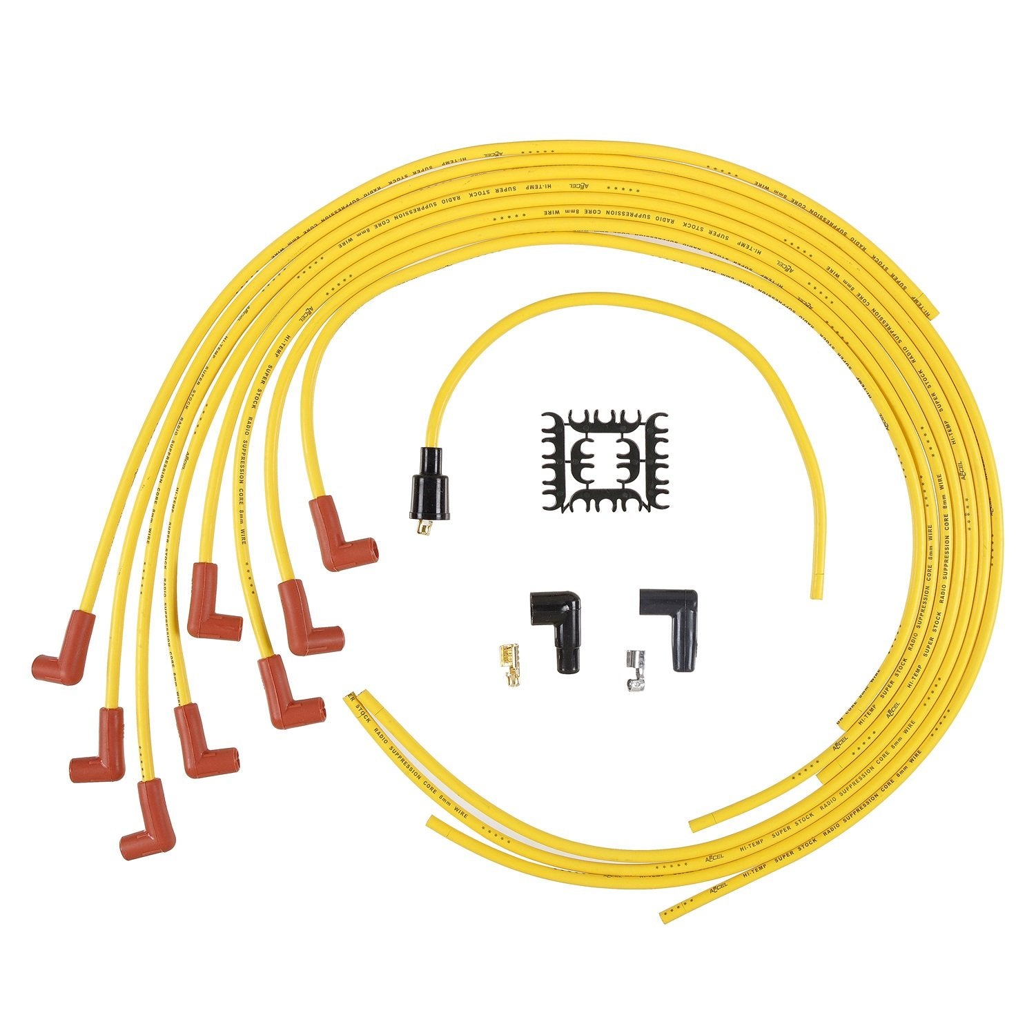 4041 ACCEL Spark Plug Wire Set - 8mm - Yellow with Orange 90 Degree Boots