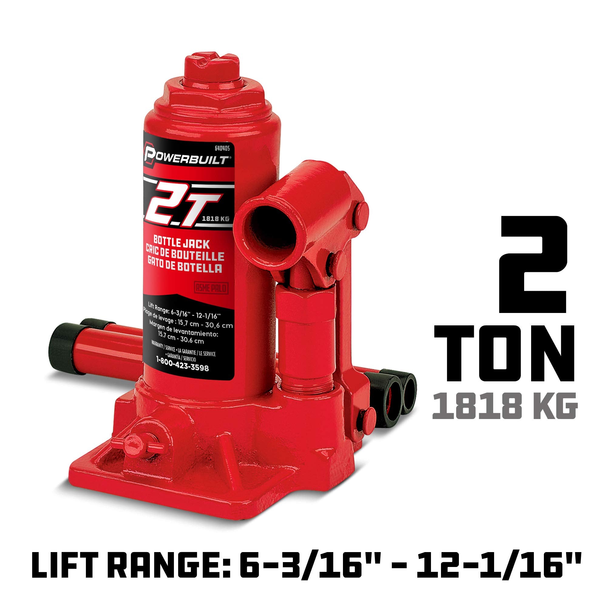 Powerbuilt Alltrade Heavy Duty 2-Ton Bottle Jack, 4000-Pound Capacity Hydraulic Car Lift, Vehicles, Trucks, Red 640405