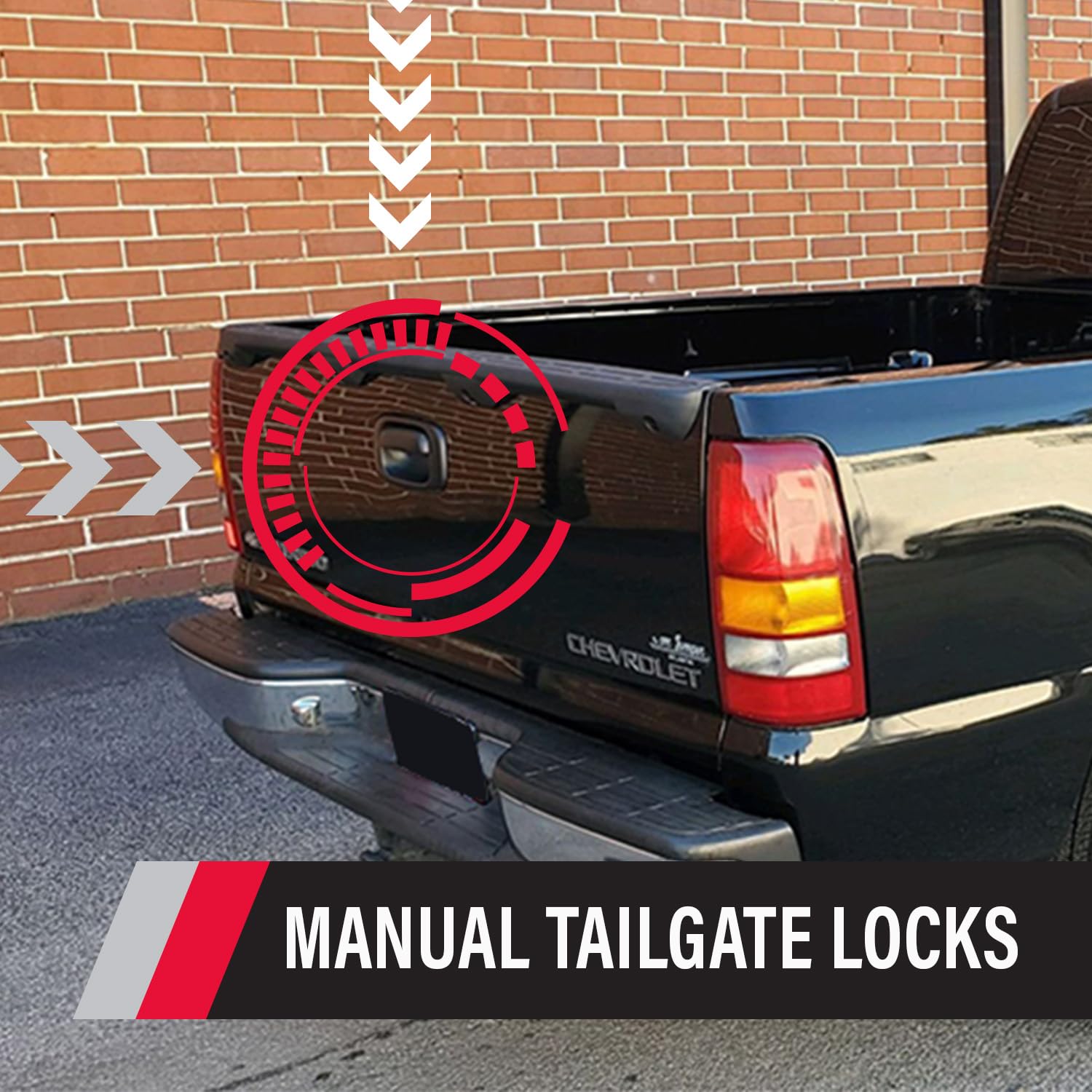 Manual Tailgate Lock – Pop & Lock for Chevy Silverado and GMC Sierra, Fits 1999 to 2007 Models (Black, PL1100)