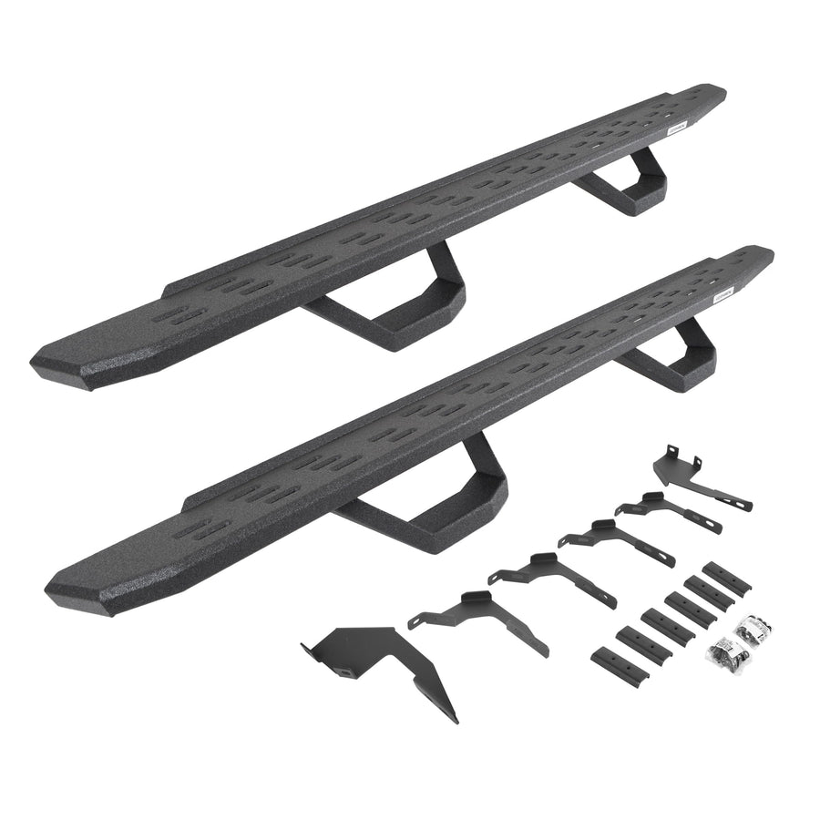 Go Rhino RB30 Running Boards, & Brackets, 2 Pair of Drop Steps | Galvanized Steel, Protective Bedliner Coating | 6963688020T | Fits 2019-2024 Ford Ranger Crew Cab Pickup