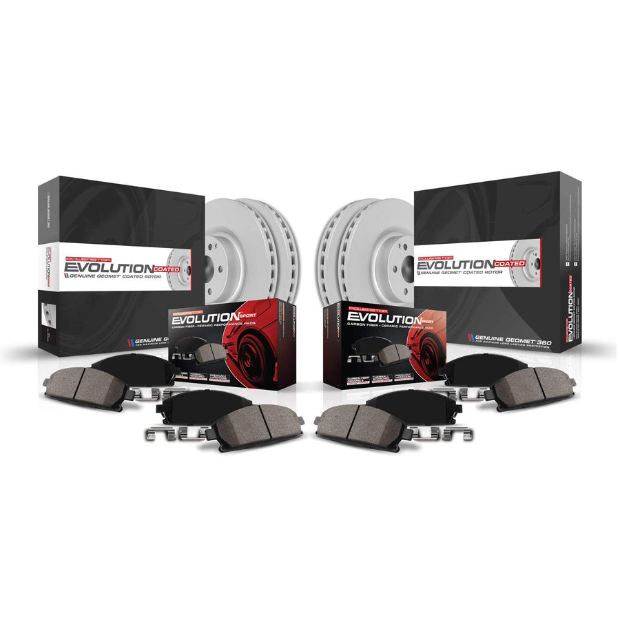 Power Stop Front & Rear CRK7502 Geomet® Coated Brake Kit and 1 Front Sensor Wire For Audi A3 2015-2020, Audi A3 Quattro 2015-2018, Audi A3 Sportback e-tron 2016-2018, VWTaos 2022-2024 [Model Specific]