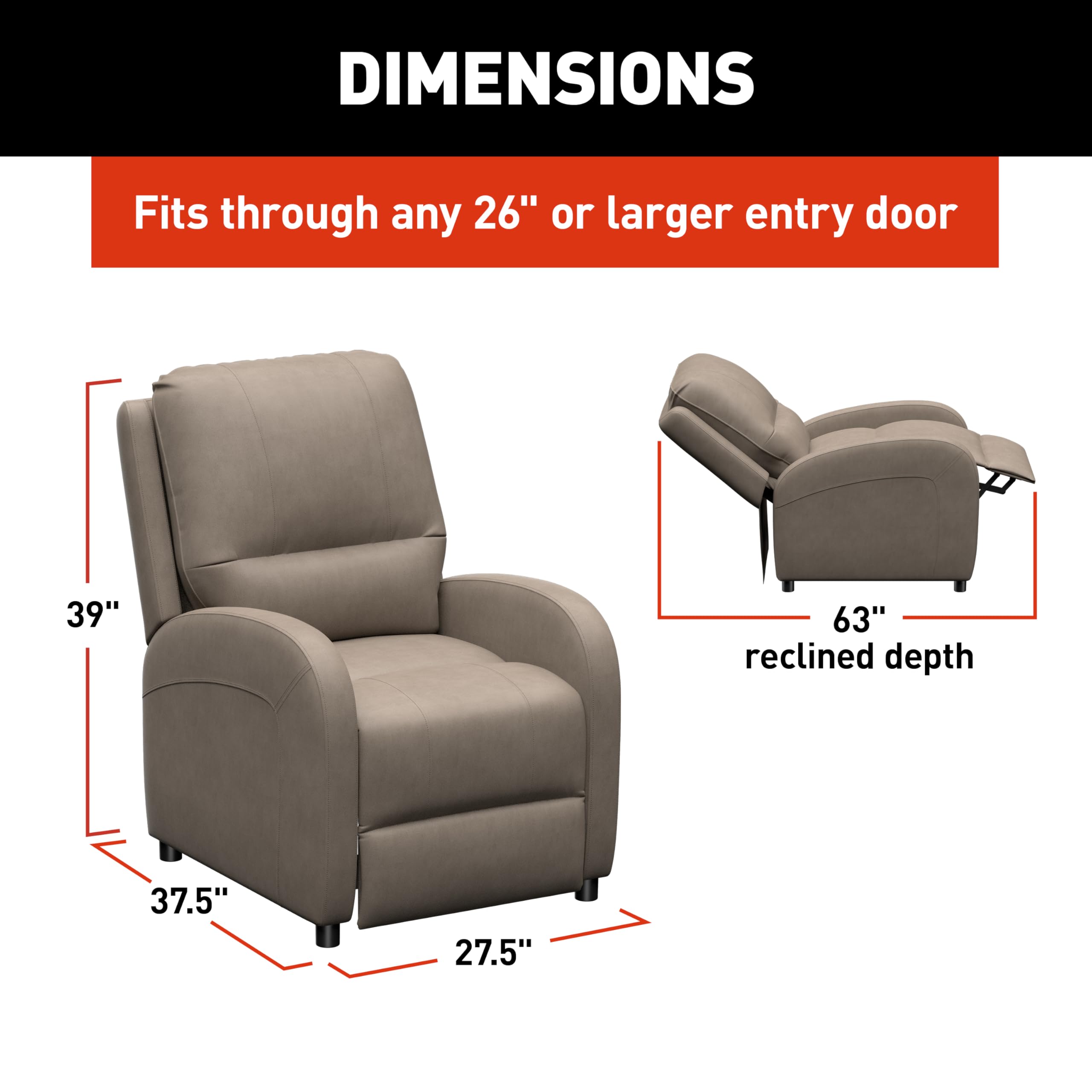 Signature THOMAS PAYNE RV Pushback Recliner with Easy Manual Recline Functionality, High-Density Foam - Driftwood 2024044213