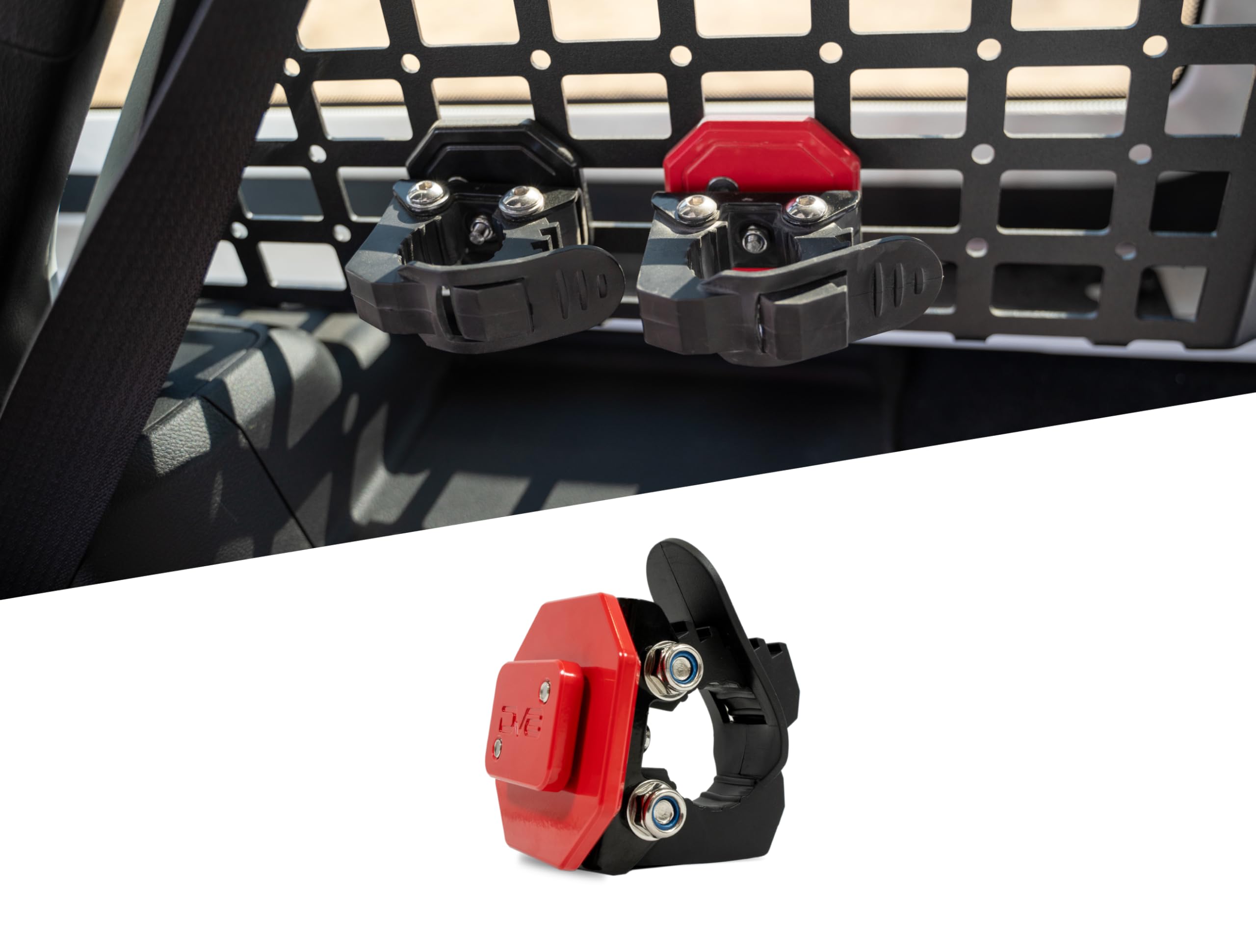 DV8 Offroad Molle Panel Quick Release Tool Mounts | Secures Your Tools & Accessories | Rotates for Endless Mounting Positions | Rubber & Aluminum Construction | 3 Color Varieties | Sold as a Pair