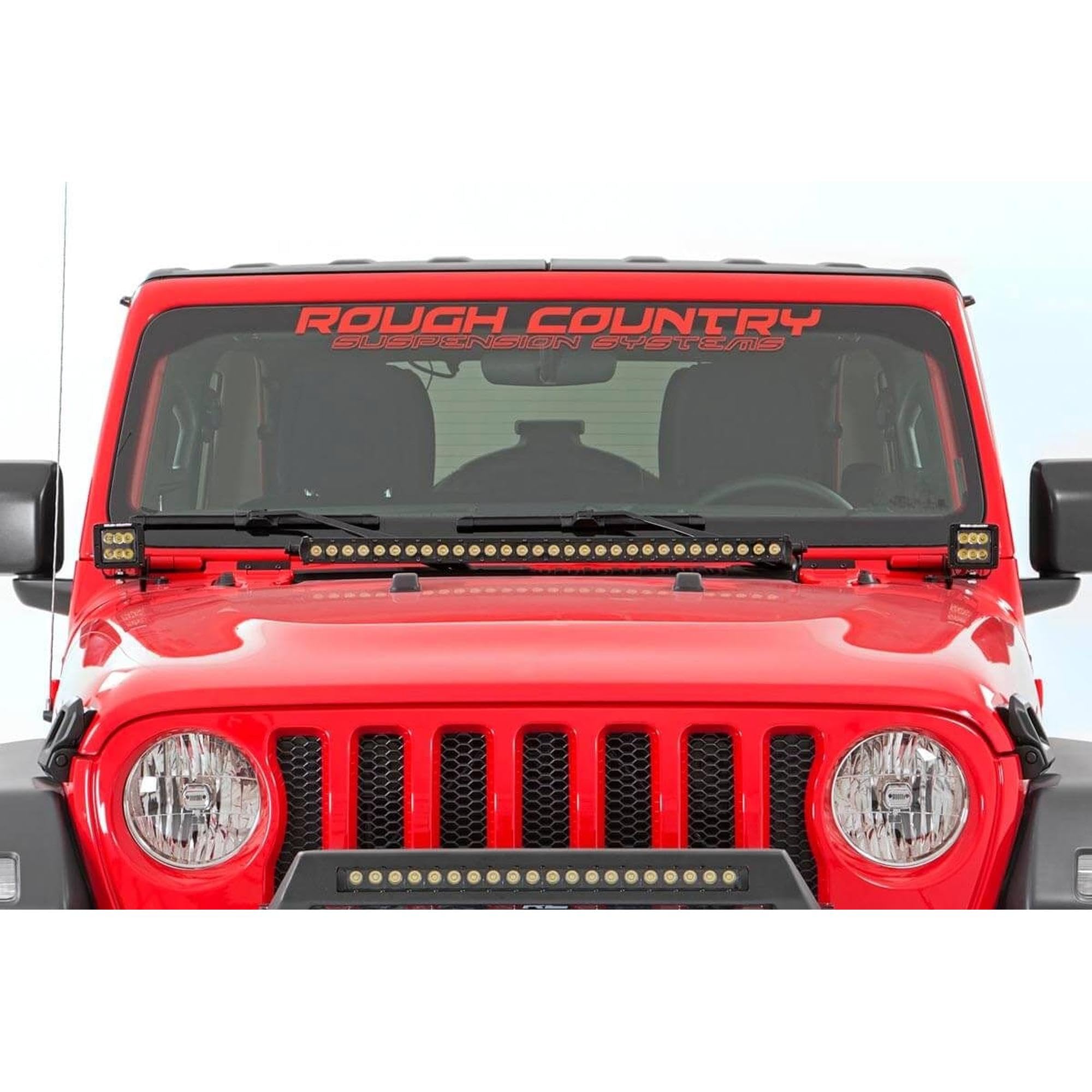 30" Rough Country LED Light Bar Kit for Jeep Wrangler JL & Gladiator JT (2018-2025) - Hood Mount, 165W Spectrum Series, 14,850 Lumens, Combo Spot & Flood Beam