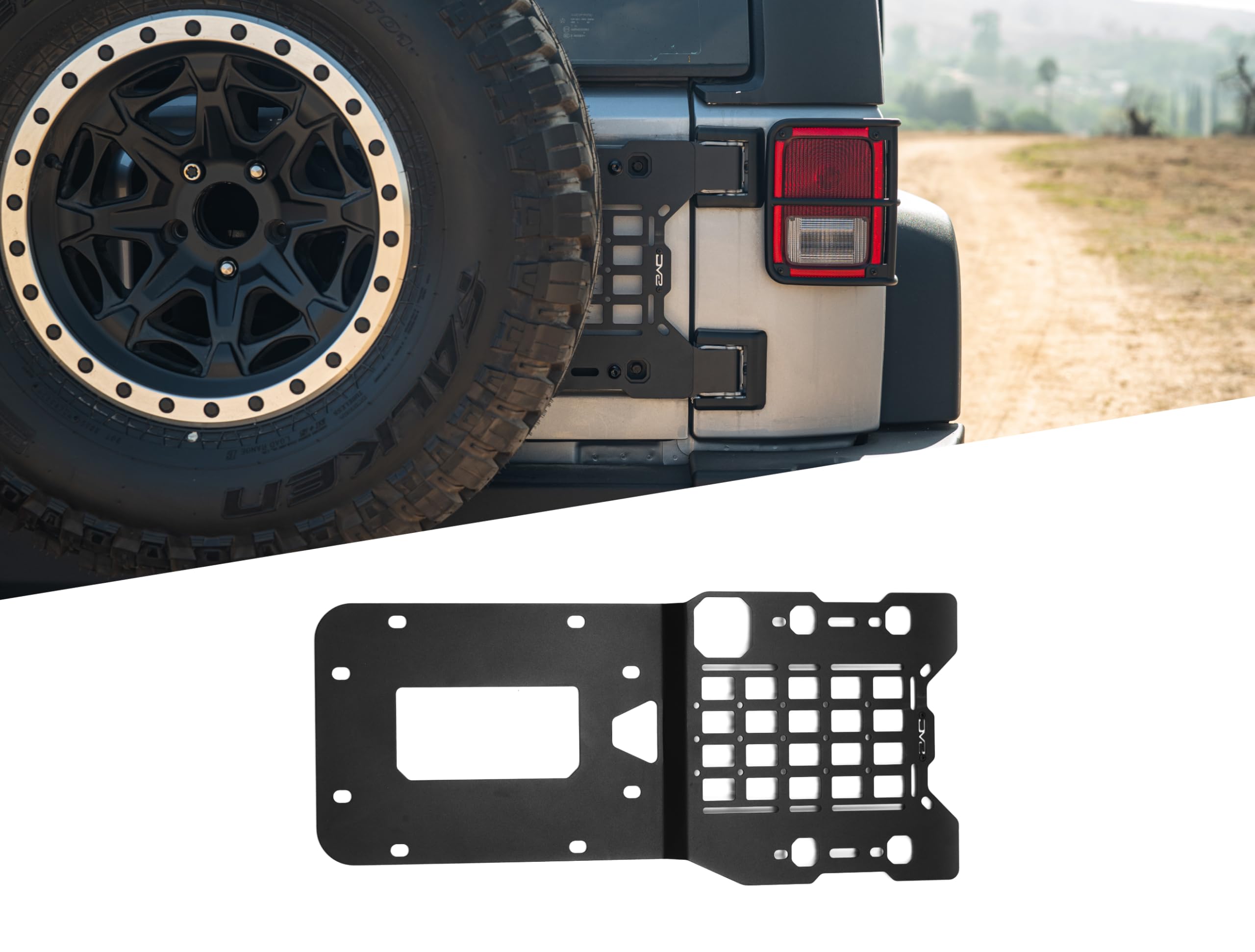 DV8 Offroad Molle Panel Tailgate Reinforcement for 2007-2018 Jeep Wrangler JK | Reduces Strain on OEM Door Hinges | Provides Extra Mounting Space for Gear | Offers Reassurance When Running 35" Tires