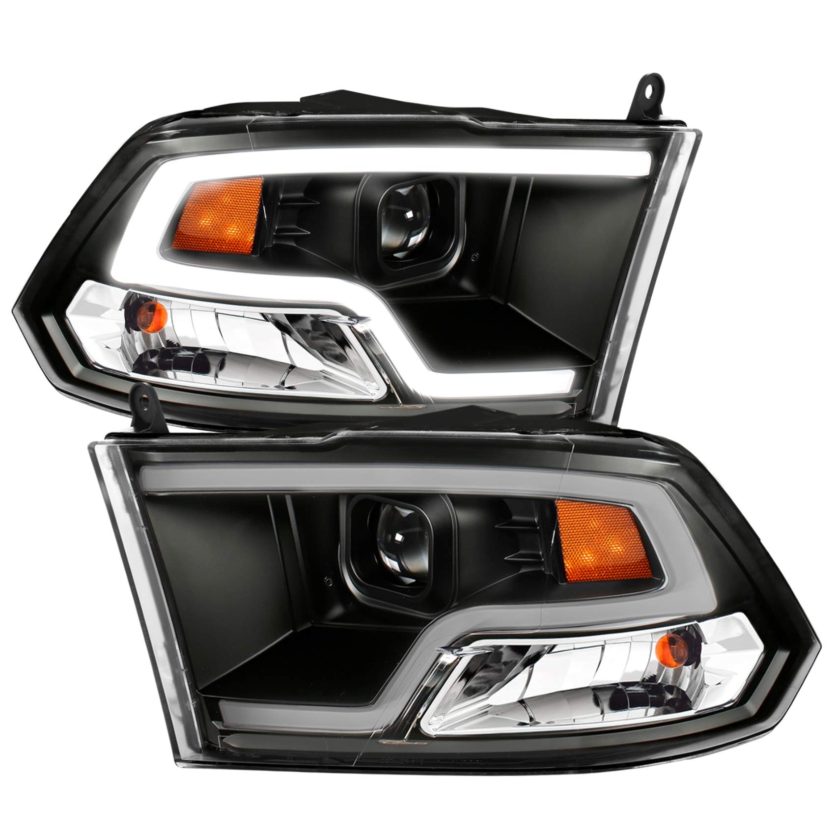 DODGE RAM 09-18 Anzo USA 111404 PROJECTOR PLANK STYLE HEADLIGHT w/HALO BLACK CLEAR AMBER