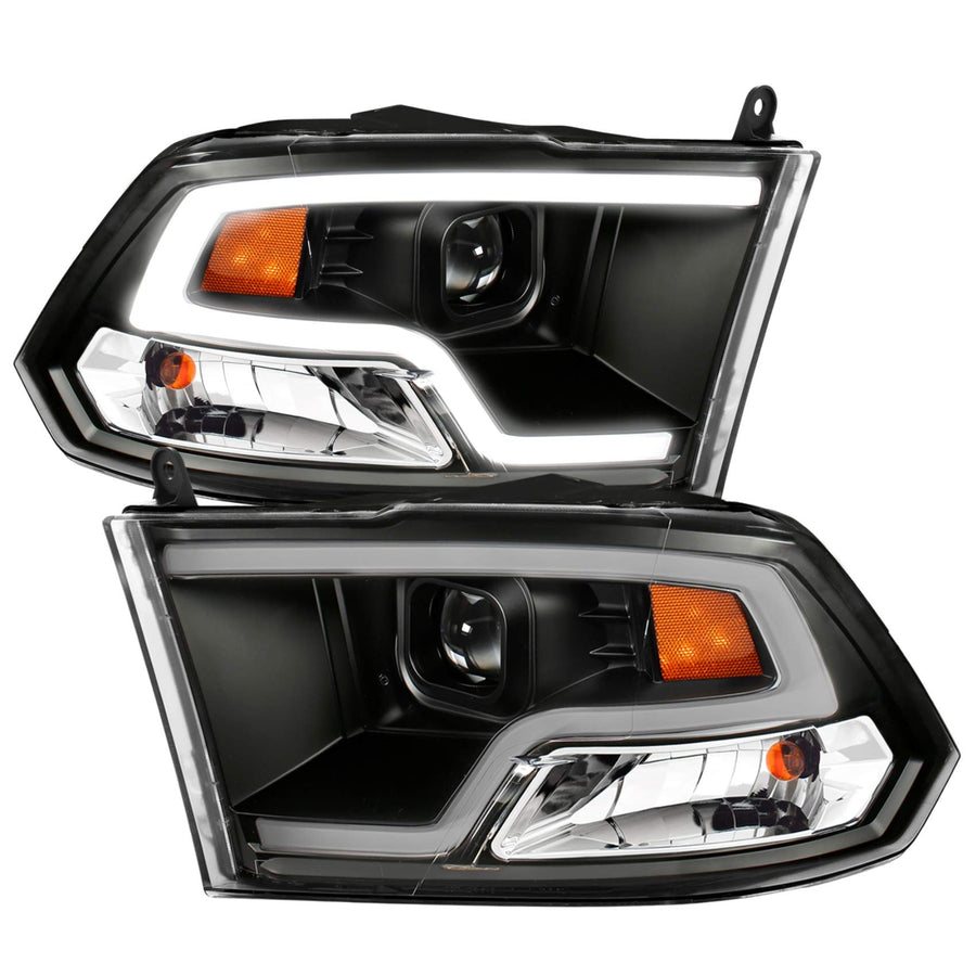 DODGE RAM 09-18 Anzo USA 111404 PROJECTOR PLANK STYLE HEADLIGHT w/HALO BLACK CLEAR AMBER