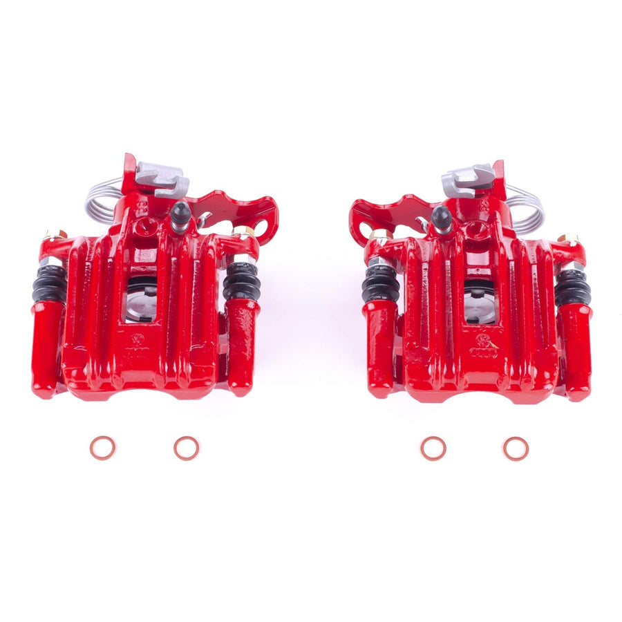 Power Stop S2108 Rear Pair of High-Temp Red Powder Coated Calipers For Audi A4 1997-2001, Audi A6 1998-2004, Volkswagen Passat 1998-2005 [Model Specific]