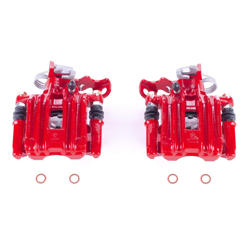 Power Stop S2108 Rear Pair of High-Temp Red Powder Coated Calipers For Audi A4 1997-2001, Audi A6 1998-2004, Volkswagen Passat 1998-2005 [Model Specific]