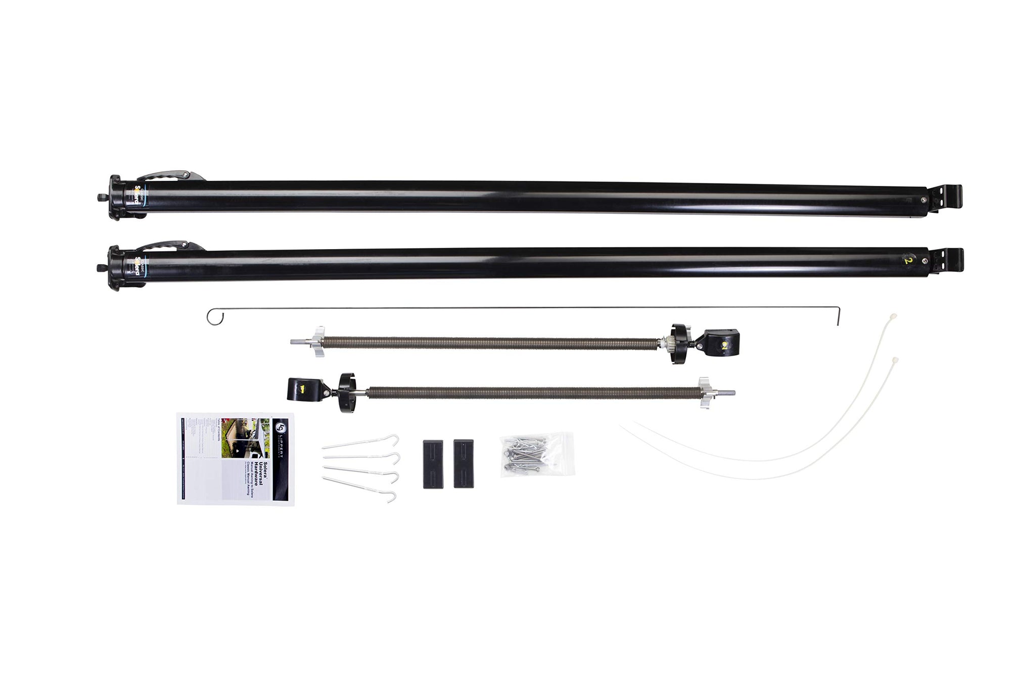 Solera Universal RV Awning Arms & Hardware Kit - 81"-96" Tall, Classic Black