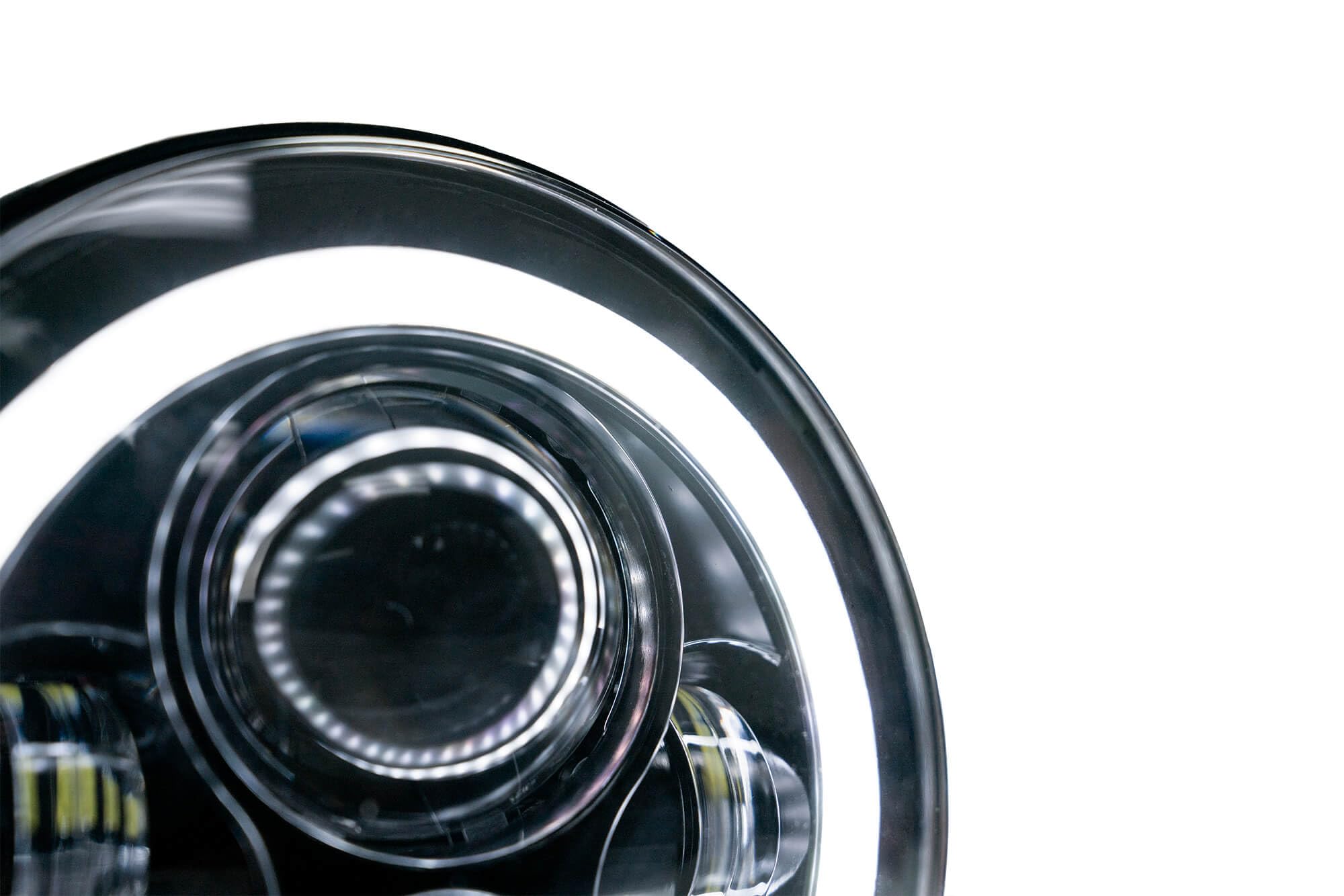 LED Projector Headlights | DV8 Offroad | Jeep Wrangler | 7-inch Round without Halo Ring | Superior Lighting Distance | Sold in Pairs | Simple Installation