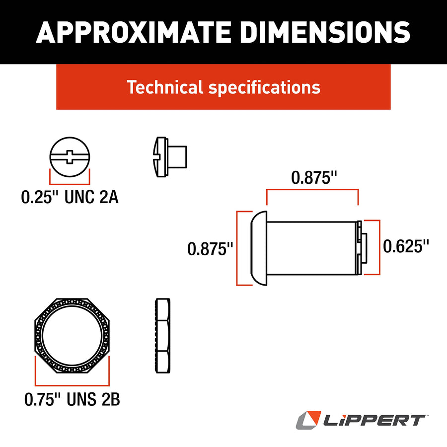 213114 Lippert Components RV Baggage Door Key Lock 7/8" Chrome